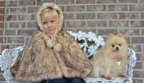 Little Girls Crystal Fox Faux Poncho 1T-6 - SophiasStyle.com